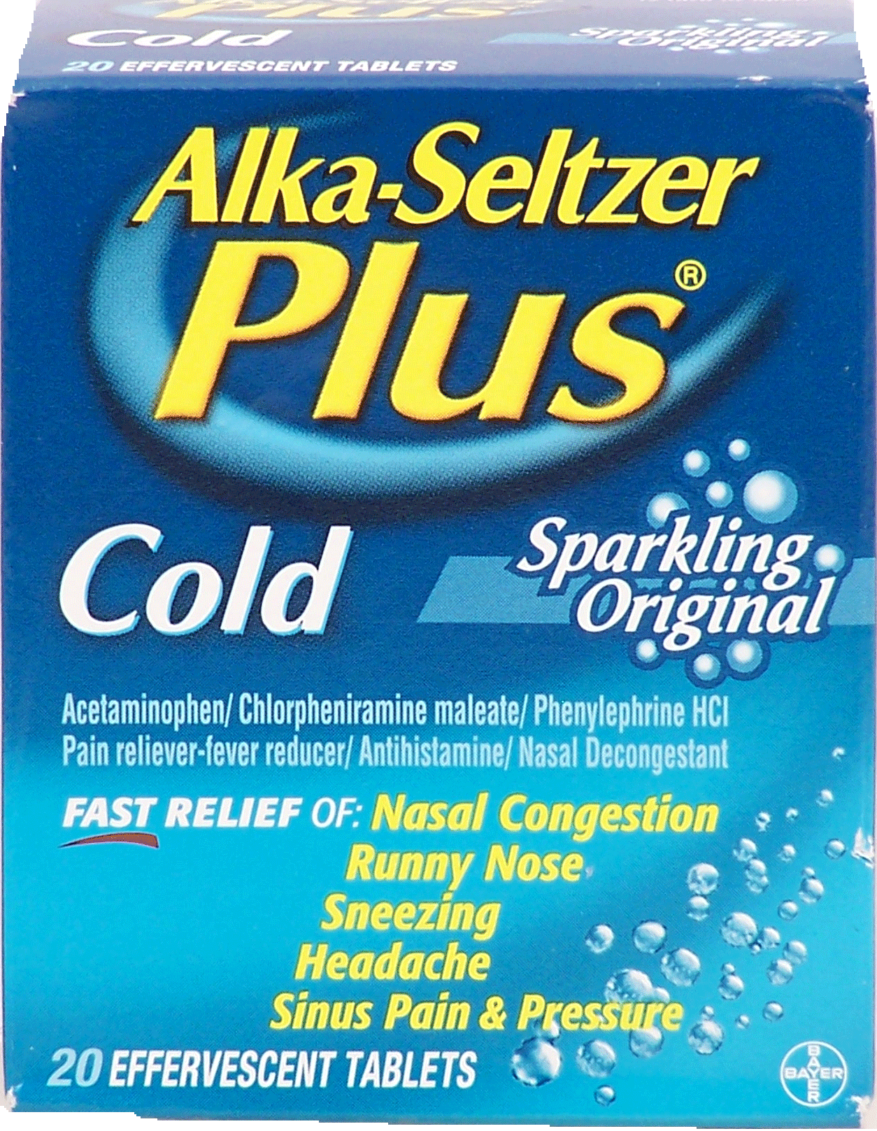 Alka Seltzer&nbsp;Plus&nbsp;cold medicine, effervescent tablets, sparkling original flavor Full-Size Picture
